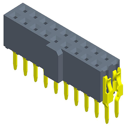 2.54mmFemale Header  Dual Row  180° U-type with anti-dumb bumps